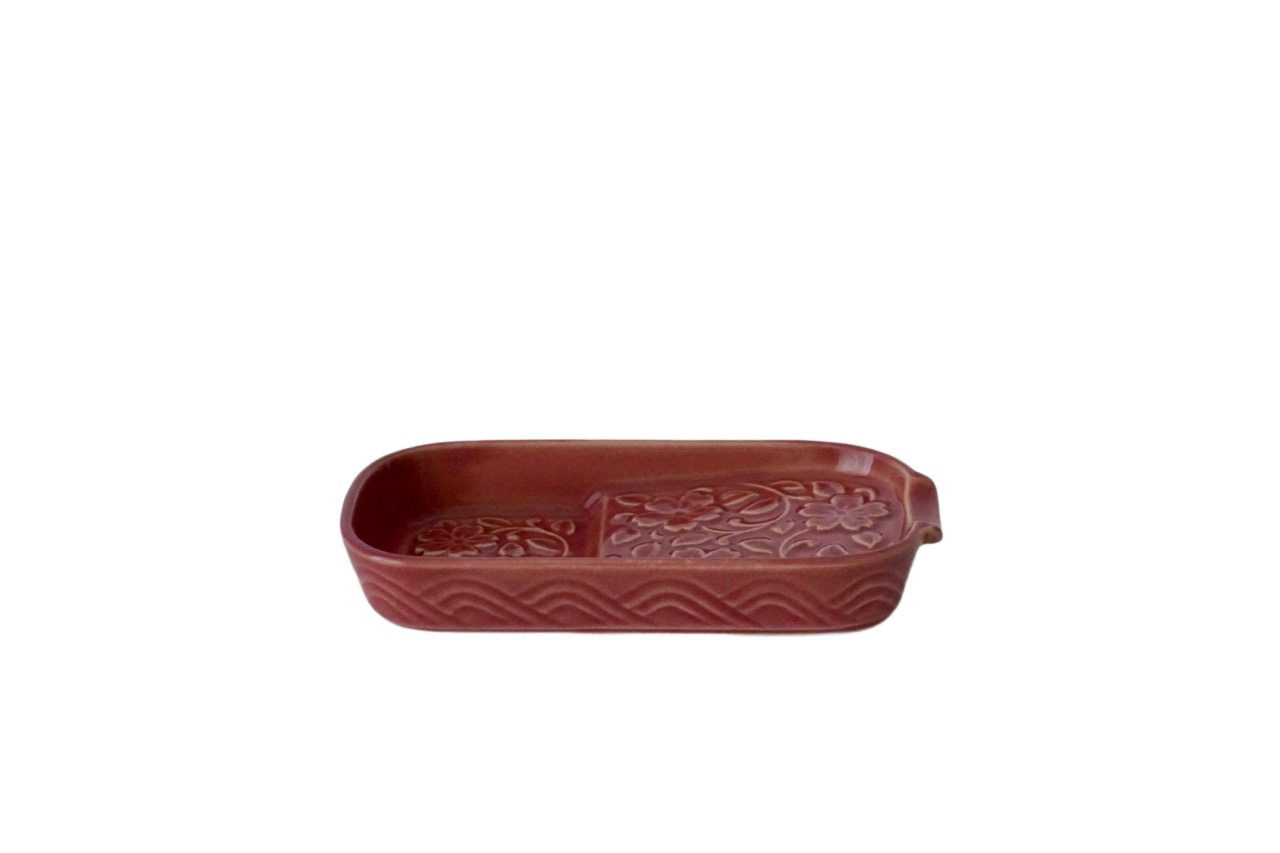 3役小皿(更紗こまめ皿)マロン