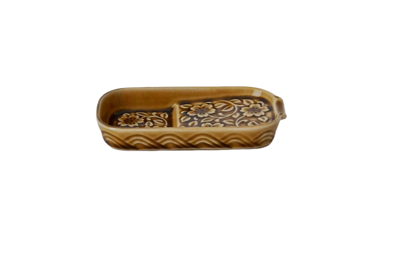 3役小皿(更紗こまめ皿)アメ色